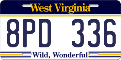WV license plate 8PD336