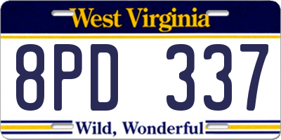 WV license plate 8PD337