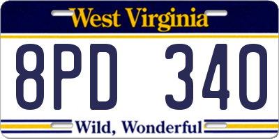 WV license plate 8PD340