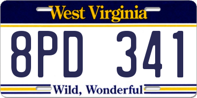 WV license plate 8PD341
