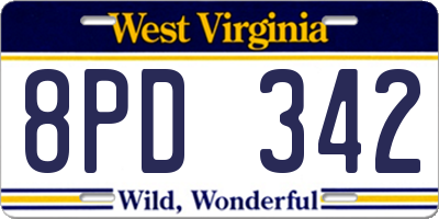 WV license plate 8PD342