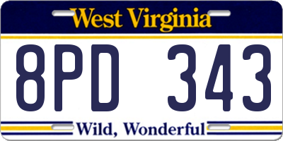 WV license plate 8PD343