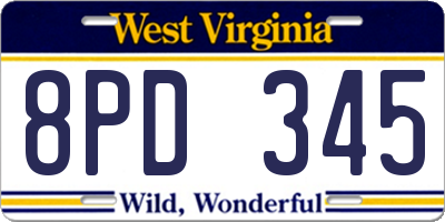 WV license plate 8PD345