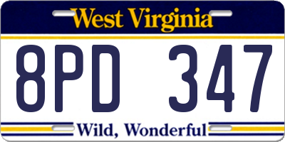 WV license plate 8PD347