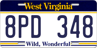 WV license plate 8PD348