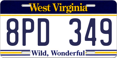WV license plate 8PD349