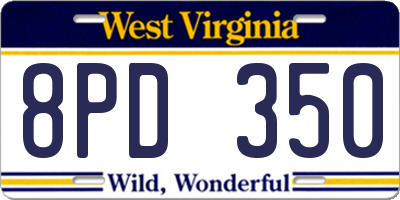 WV license plate 8PD350