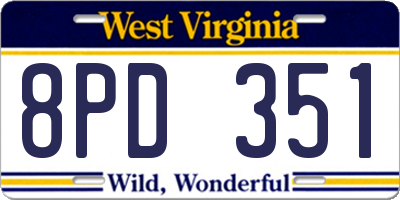 WV license plate 8PD351