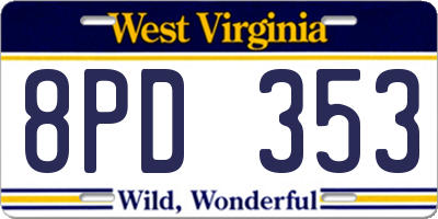 WV license plate 8PD353