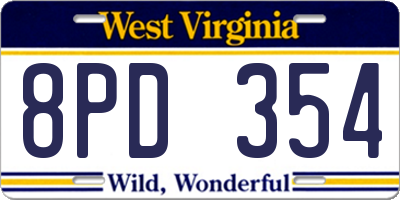 WV license plate 8PD354