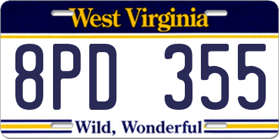 WV license plate 8PD355