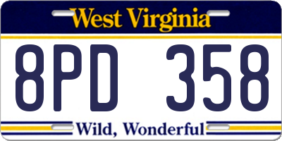 WV license plate 8PD358
