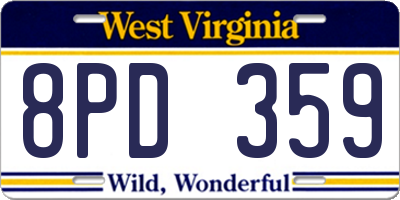 WV license plate 8PD359