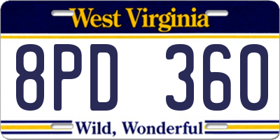 WV license plate 8PD360