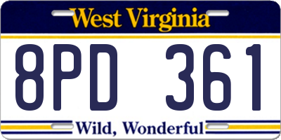 WV license plate 8PD361