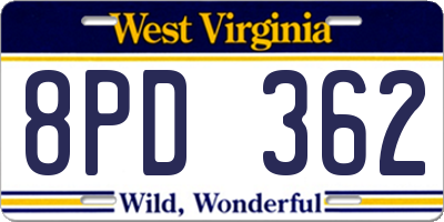 WV license plate 8PD362