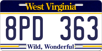WV license plate 8PD363