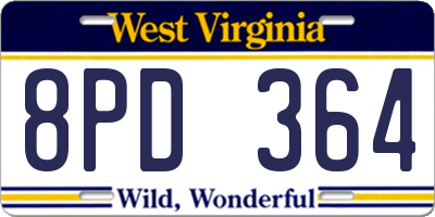 WV license plate 8PD364