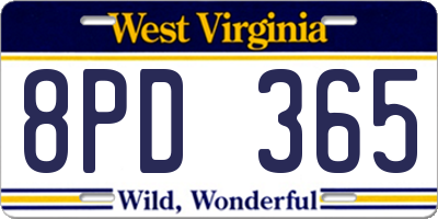 WV license plate 8PD365