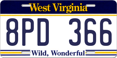 WV license plate 8PD366