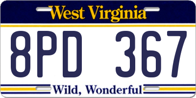 WV license plate 8PD367