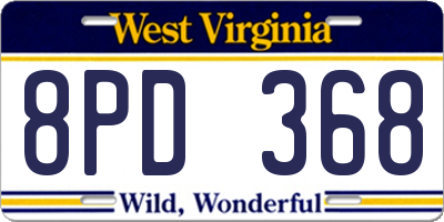 WV license plate 8PD368