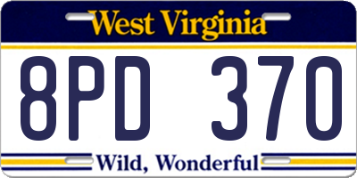 WV license plate 8PD370