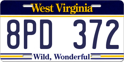 WV license plate 8PD372