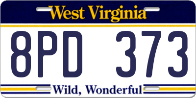WV license plate 8PD373