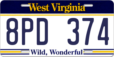 WV license plate 8PD374