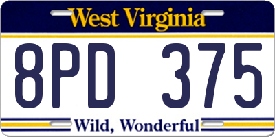 WV license plate 8PD375