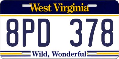 WV license plate 8PD378