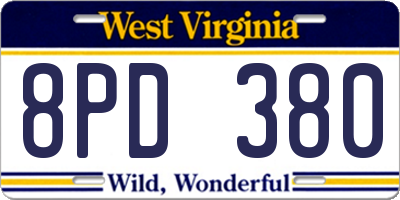 WV license plate 8PD380