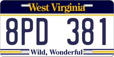 WV license plate 8PD381