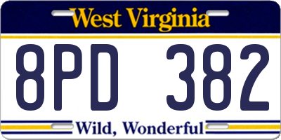 WV license plate 8PD382