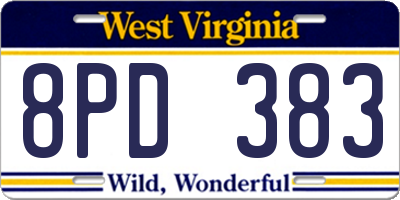 WV license plate 8PD383
