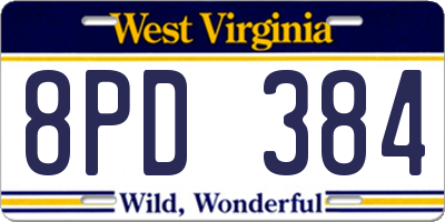 WV license plate 8PD384