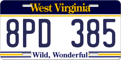 WV license plate 8PD385