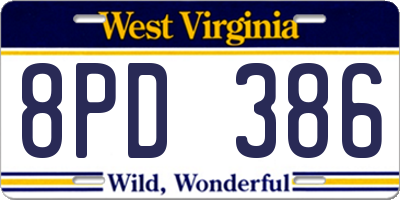 WV license plate 8PD386