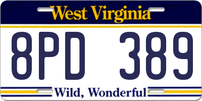 WV license plate 8PD389