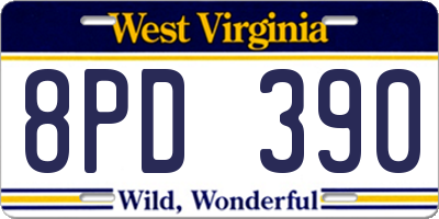 WV license plate 8PD390