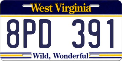 WV license plate 8PD391