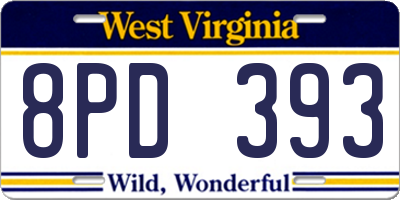 WV license plate 8PD393