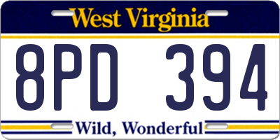 WV license plate 8PD394