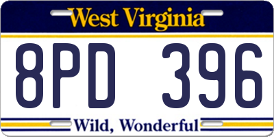 WV license plate 8PD396