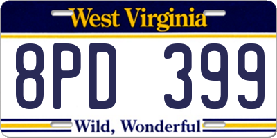 WV license plate 8PD399
