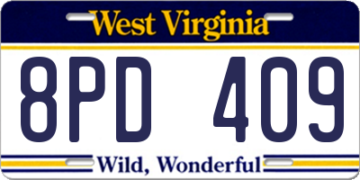WV license plate 8PD409