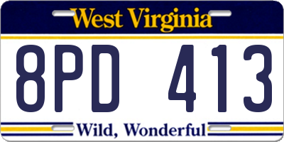 WV license plate 8PD413