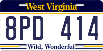 WV license plate 8PD414