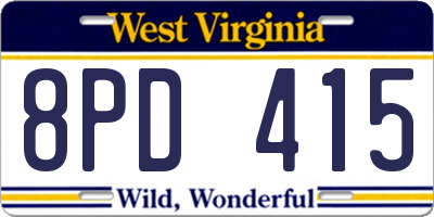 WV license plate 8PD415
